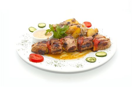 simsearch:400-06798929,k - shish kebab and baked potato with dressing Stock Photo - Budget Royalty-Free & Subscription, Code: 400-04977284