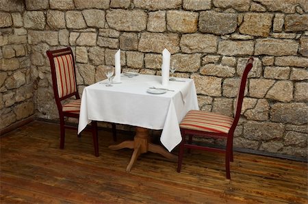 photography mediterranean dining room - served restaurant table ready for customers Stock Photo - Budget Royalty-Free & Subscription, Code: 400-04977697