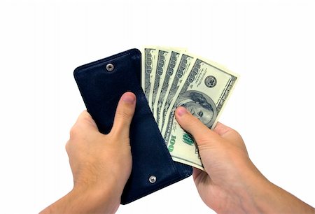 A mans hand taking out money from the wallet. Clipping path included. Stock Photo - Budget Royalty-Free & Subscription, Code: 400-04978272