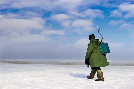 russia frozen lake - Ice fishing - very popular winter hobby in Estonia, Latvia, Lithuania, Russia etc. Stock Photo - Budget Royalty-Free & Subscription, Code: 400-04978355