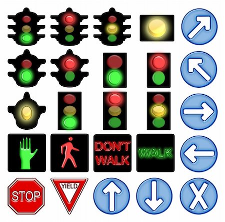 Set of icons for American style traffic signs Stock Photo - Budget Royalty-Free & Subscription, Code: 400-04978725