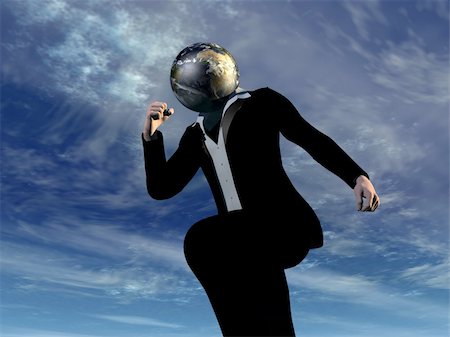 simsearch:400-04474126,k - A conceptual image of a running person with his head replaced with the earth. Stock Photo - Budget Royalty-Free & Subscription, Code: 400-04978786