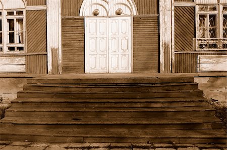 decorative arches for doorways - old wooden stairs, sepia Stock Photo - Budget Royalty-Free & Subscription, Code: 400-04978863