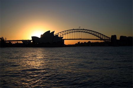 simsearch:400-04502321,k - Sydney harboe at sunset Foto de stock - Super Valor sin royalties y Suscripción, Código: 400-04979110