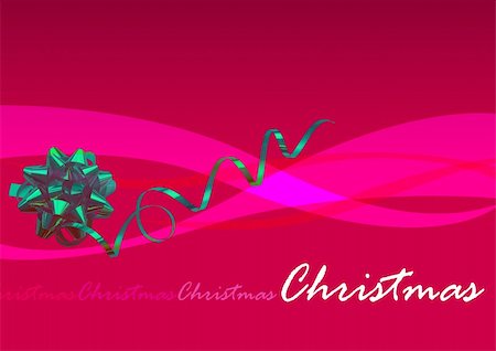 christmas illustration with green bow and ribbon. christmas wording Foto de stock - Super Valor sin royalties y Suscripción, Código: 400-04979555