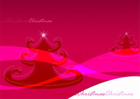 christmas illustration, trees, christmas wording, hills, ribbon, snow,very pink and red. Foto de stock - Super Valor sin royalties y Suscripción, Código: 400-04979552