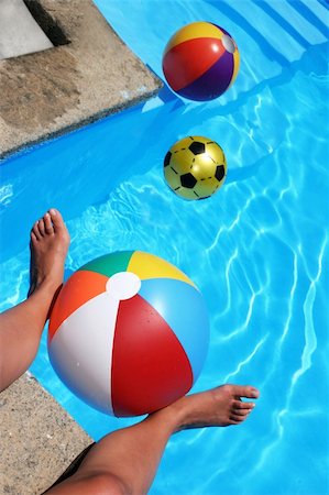 pool ball girls - Woman's feet with beach balls Stock Photo - Budget Royalty-Free & Subscription, Code: 400-04979714