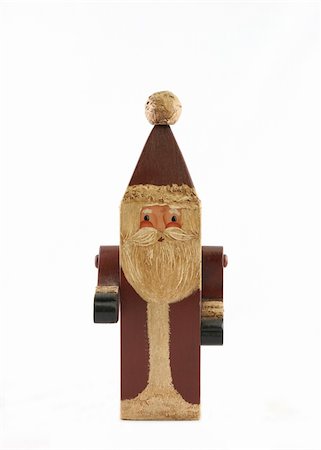 simsearch:400-04986497,k - Wooden Santa figure isolated Foto de stock - Royalty-Free Super Valor e Assinatura, Número: 400-04979831