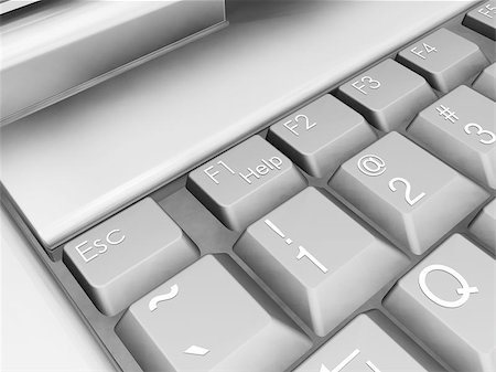 simsearch:400-04474827,k - 3D render of a laptop keyboard with focus on help key Fotografie stock - Microstock e Abbonamento, Codice: 400-04971444