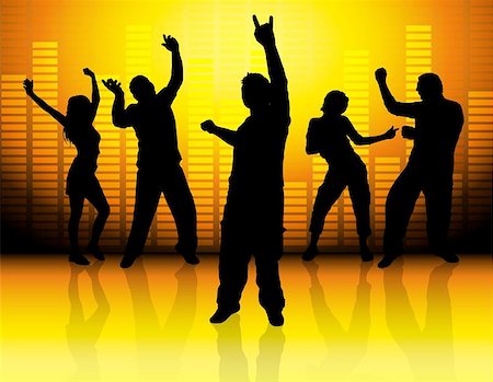 simsearch:400-04969579,k - Young people dancing with graphic equaliser in background Stock Photo - Budget Royalty-Free & Subscription, Code: 400-04971486
