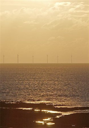 offshore windfarm at sunset Stock Photo - Budget Royalty-Free & Subscription, Code: 400-04971869