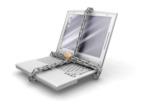 simsearch:400-04474827,k - 3D render of a generic laptop with a padlock and chain around it Fotografie stock - Microstock e Abbonamento, Codice: 400-04971965