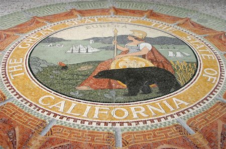 sparky2000 (artist) - A floor mozaic of the Seal of the State of California.  This was photographed in San Francisco's Ferry Building. Photographie de stock - Aubaine LD & Abonnement, Code: 400-04972219