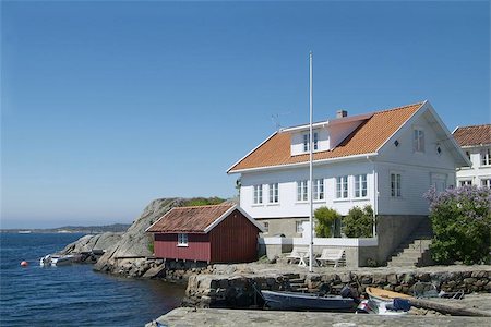 farsund - House and boathouse by the sea in Loshavn near Farsund in Vest-Agder on the south coast of Norway Stock Photo - Budget Royalty-Free & Subscription, Code: 400-04972668