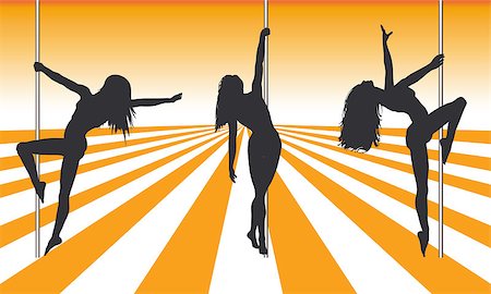 pole dancer - Silhouettes of pole dancers Photographie de stock - Aubaine LD & Abonnement, Code: 400-04973061