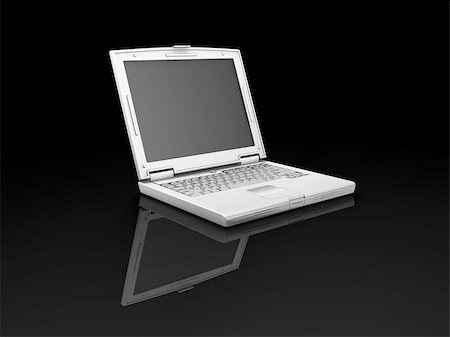 simsearch:400-04973534,k - 3D render of laptop on black background Stock Photo - Budget Royalty-Free & Subscription, Code: 400-04973534