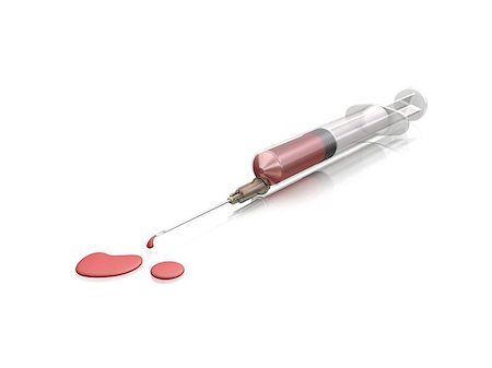 3D render of a hypodermic syringe with blood Stockbilder - Microstock & Abonnement, Bildnummer: 400-04973613