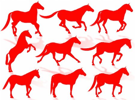 simsearch:400-03960414,k - Black horse silhouettes in different poses and attitudes Stock Photo - Budget Royalty-Free & Subscription, Code: 400-04984175