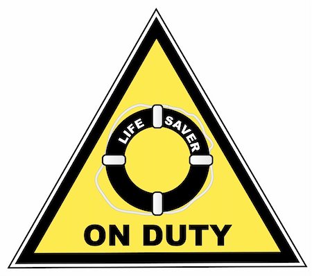 yellow caution sign with life saver or guard on duty Stock Photo - Budget Royalty-Free & Subscription, Code: 400-04984286