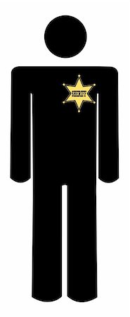 simsearch:400-05087104,k - stick figure of a man wearing a sheriff's badge Stock Photo - Budget Royalty-Free & Subscription, Code: 400-04984280
