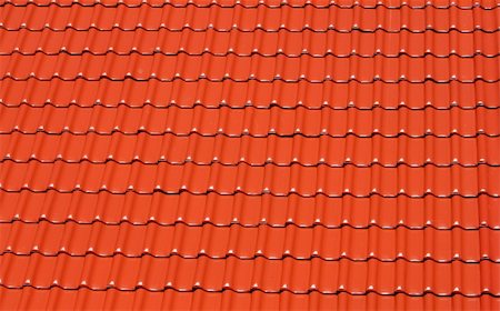 abstract background made of bright red roofing tiles Stock Photo - Budget Royalty-Free & Subscription, Code: 400-04984295