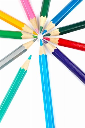 simsearch:400-03947012,k - Assortment of coloured pencils with shadow on white background Stock Photo - Budget Royalty-Free & Subscription, Code: 400-04984298