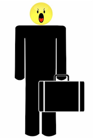 frustrated man with briefcase - business man with angry or frustrated smiley face head Stock Photo - Budget Royalty-Free & Subscription, Code: 400-04984291