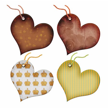 simsearch:400-04566378,k - Retro Gift tags in the form of heart. Isolated on a white background Photographie de stock - Aubaine LD & Abonnement, Code: 400-04984648