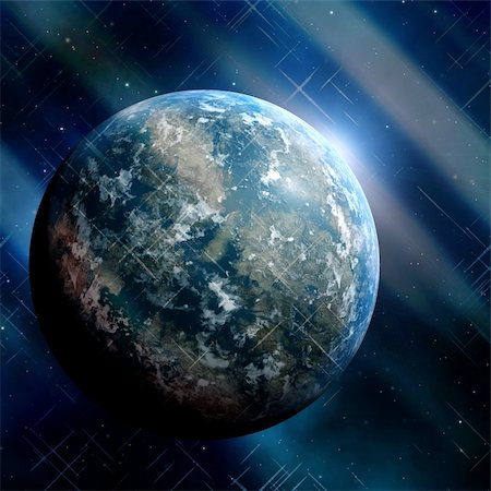 simsearch:400-04987610,k - Generic earthlike planet in outerspace with stars and nebula, rendered illustration Foto de stock - Super Valor sin royalties y Suscripción, Código: 400-04984861