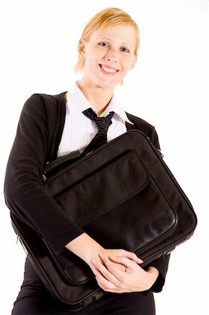 Friendly business woman with a laptop bag Stock Photo - Budget Royalty-Free & Subscription, Code: 400-04985077