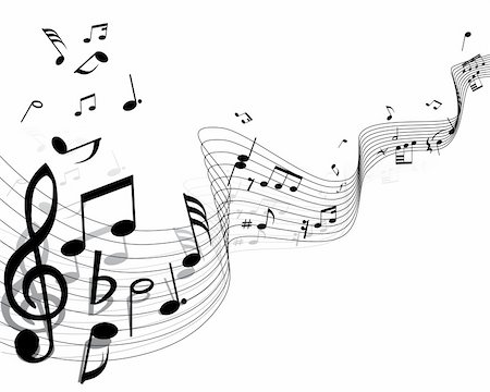 Musical notes background with lines. Vector illustration. Stock Photo - Budget Royalty-Free & Subscription, Code: 400-04985748