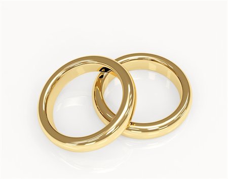 simsearch:400-04077171,k - Two 3d gold wedding ring. Objects over white Stock Photo - Budget Royalty-Free & Subscription, Code: 400-04986178