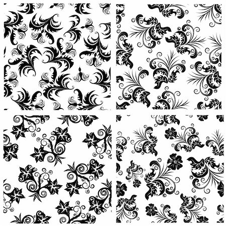 elegant swirl vector accents - Floral seamless background for yours design use. For easy making seamless pattern just drag one of  groups into swatches bar, and use it for filling any contours. Stock Photo - Budget Royalty-Free & Subscription, Code: 400-04986173