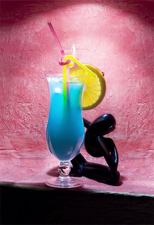 glass with blue cocktails with ice Stock Photo - Budget Royalty-Free & Subscription, Code: 400-04986733