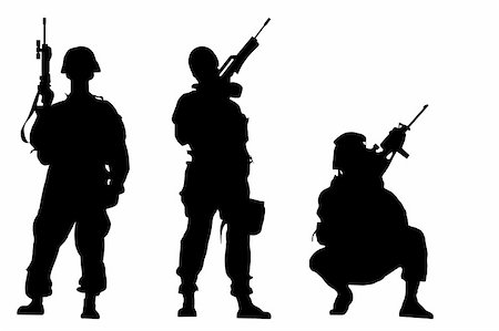 simsearch:640-03258219,k - Black silhouettes of the soldiers on white background Photographie de stock - Aubaine LD & Abonnement, Code: 400-04986825