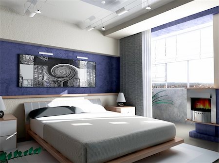 simsearch:400-04535142,k - Interior of a sleeping room 3d render Photographie de stock - Aubaine LD & Abonnement, Code: 400-04986971