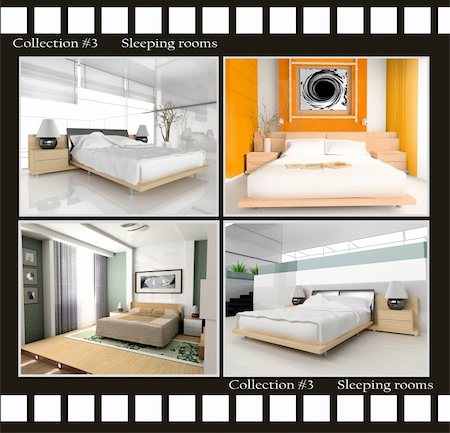 Collection of images of sleeping rooms 3d render Stock Photo - Budget Royalty-Free & Subscription, Code: 400-04986998