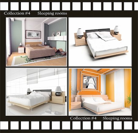 Collection of images of sleeping rooms 3d render Stock Photo - Budget Royalty-Free & Subscription, Code: 400-04986999