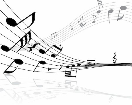Musical notes background with lines. Vector illustration. Stock Photo - Budget Royalty-Free & Subscription, Code: 400-04987040