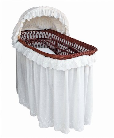 Covered Cane Bassinet Isolated with clipping path Stock Photo - Budget Royalty-Free & Subscription, Code: 400-04987116