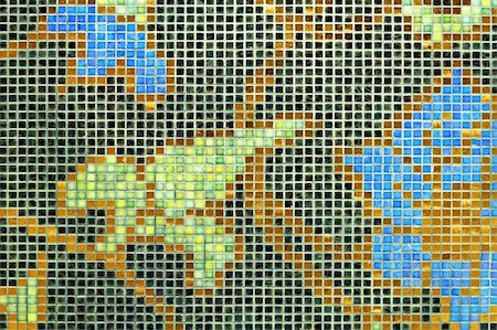 simsearch:400-04987969,k - Mosaic tiles with natural motif ornament decoration Foto de stock - Super Valor sin royalties y Suscripción, Código: 400-04987338