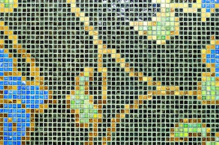 simsearch:400-05321023,k - Mosaic tiles with natural motif ornament decoration Foto de stock - Royalty-Free Super Valor e Assinatura, Número: 400-04987339