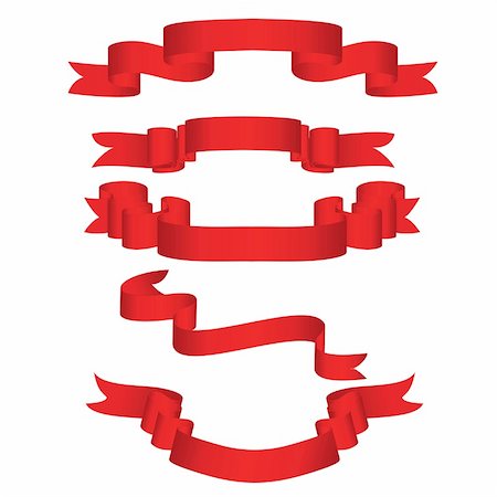 simsearch:400-08260320,k - Collection of vector brightly red ribbons in different shape Photographie de stock - Aubaine LD & Abonnement, Code: 400-04987741