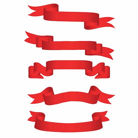 simsearch:400-04555303,k - Collection of vector brightly red ribbons in different shape Stock Photo - Budget Royalty-Free & Subscription, Code: 400-04987742