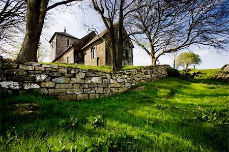 stone walls in meadows - A stone church on a green meadow Stock Photo - Budget Royalty-Free & Subscription, Code: 400-04988351