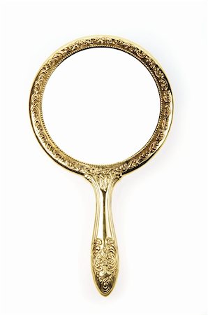 Antique retro hand mirror isolated on white background Stock Photo - Budget Royalty-Free & Subscription, Code: 400-04988966
