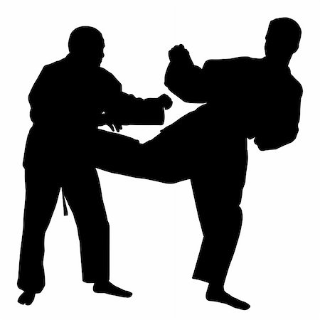 simsearch:400-04558215,k - Silhouettes of two karate fighters on isolated white background. EPS file available. Stock Photo - Budget Royalty-Free & Subscription, Code: 400-04989116