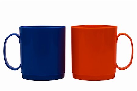 simsearch:400-03971684,k - Dark blue and orange mug on a white background Fotografie stock - Microstock e Abbonamento, Codice: 400-04989394