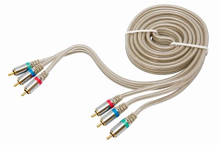 component video cable on a white background Stock Photo - Budget Royalty-Free & Subscription, Code: 400-04989390