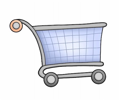 people running to the store to the store - Blue shopping cart- color illustration. Stock Photo - Budget Royalty-Free & Subscription, Code: 400-04989858